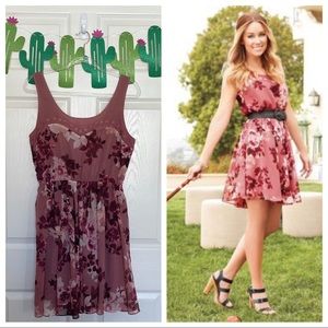 LC Lauren Conrad Mauve Pink Floral Party Dress